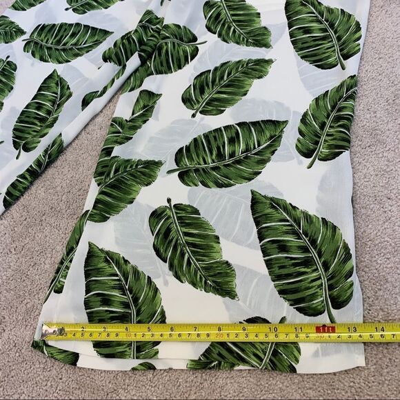 Sage & Citrus green leaf tropical wide leg cropped pants Sz XL - Picture 11 of 14
